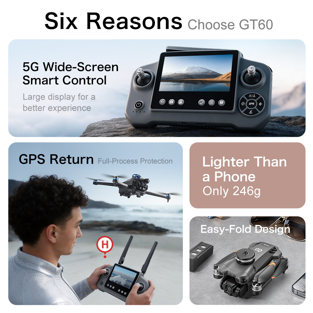 Nouveau drone GPS GT60, photog - Drone Camera Wide Angle avis et prix